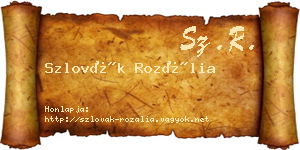 Szlovák Rozália névjegykártya